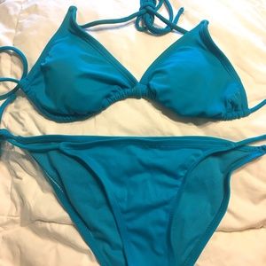 OP teal string bikini